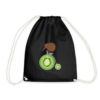 Kiwi Bird Two Wheeler Kiwi Fruit New Zealand Shirt - Drawstring Bag - black - Front