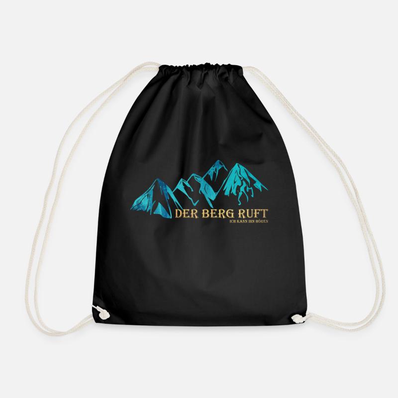The mountain calls for hiking - Drawstring Bag - black