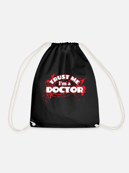 Doctor doctor assistant doctor specialist doctor funny saying - Drawstring Bag - black