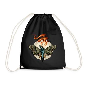 Candlemoth candle moth - candle moth flame fire - Drawstring Bag - black - Front