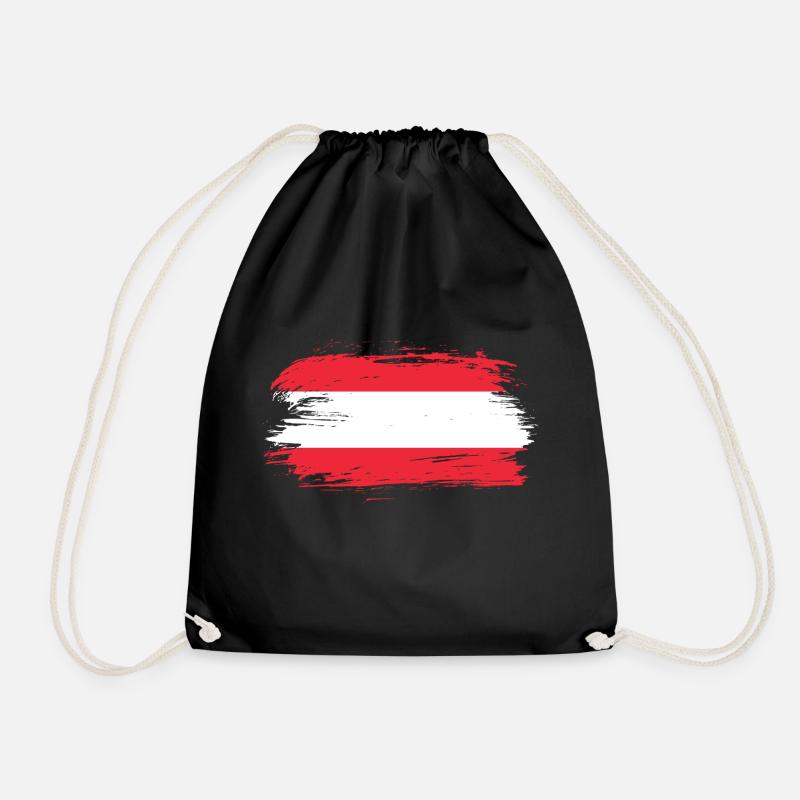 Austria Flag - Drawstring Bag - black