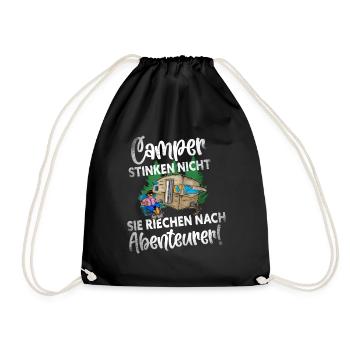 Camper Camping Lustiger Spruch - Turnbeutel - Schwarz - Vorne