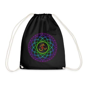 Heilige Geometrie mit Om Symbol - Turnbeutel - Schwarz - Vorne