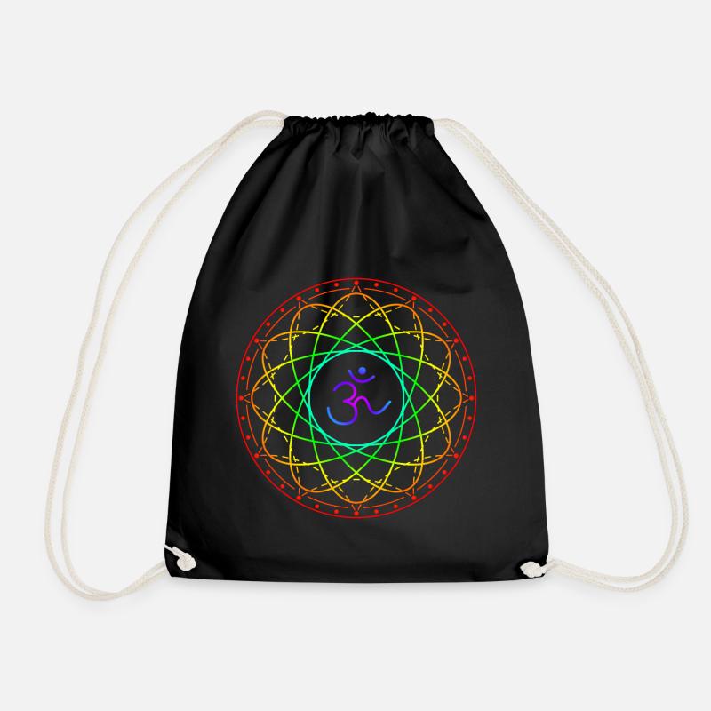 Sacred geometry with Om symbol - Drawstring Bag - black