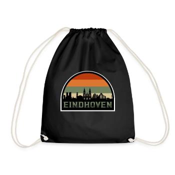 Eindhoven Netherlands Skyline Souvenir Dutch Flag - Drawstring Bag - black - Front