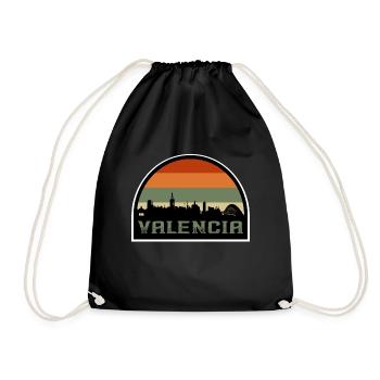 Valencia Spain Skyline Silhouette Spanish Flag - Drawstring Bag - black - Front
