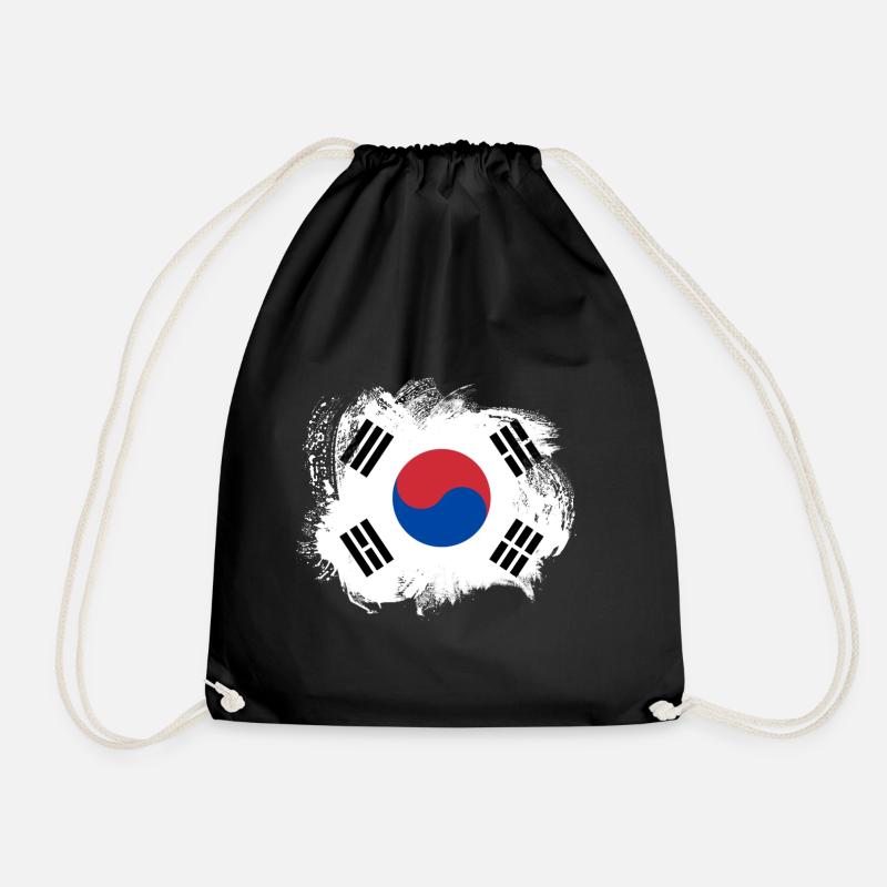SouthKorea Flag - Drawstring Bag - black