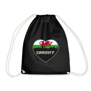 Cardiff Wales Skyline Silhouette Voyage Drapeau Gallois - Sac de sport léger - noir - Devant