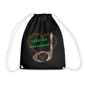 half note e 7 no life without music latin - Drawstring Bag - black - Front