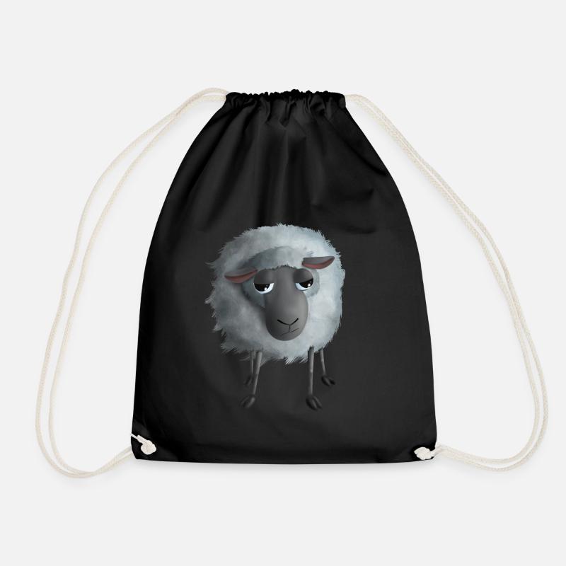 Sweet sheep - disappointed and borred - Drawstring Bag - black
