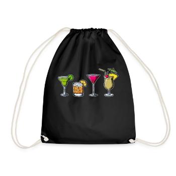 Cocktails long drinks drinking drunk party - Drawstring Bag - black - Front