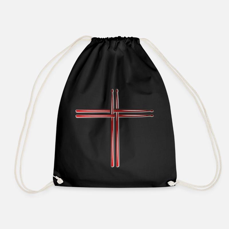 Drum sticks drummer drummer cross - Drawstring Bag - black