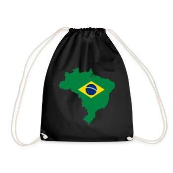 Brazil Flag Gift Idea Map - Drawstring Bag - black - Front