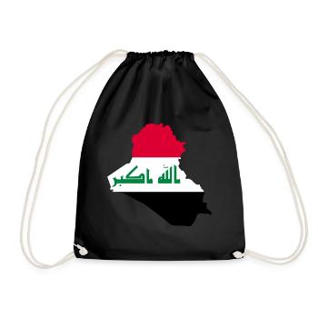 Iraq Flag Map Gift Idea - Drawstring Bag - black - Front