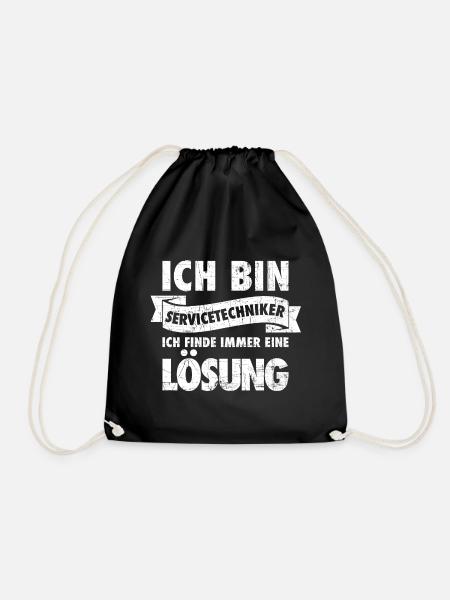 Ich bin Servicetechniker ich finde immer 1 Lösung! - Turnbeutel - Schwarz