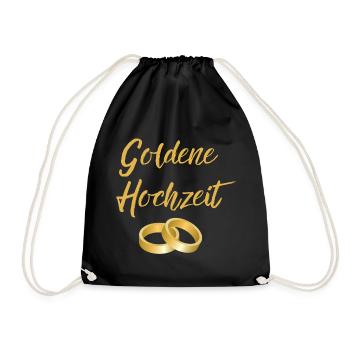 Goldene Hochzeit Eheringe golden Hochzeittag Segen - Turnbeutel - Schwarz - Vorne