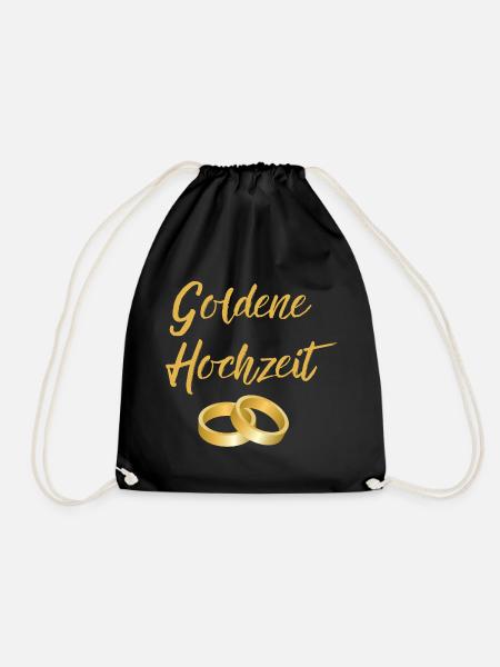 Goldene Hochzeit Eheringe golden Hochzeittag Segen - Turnbeutel - Schwarz