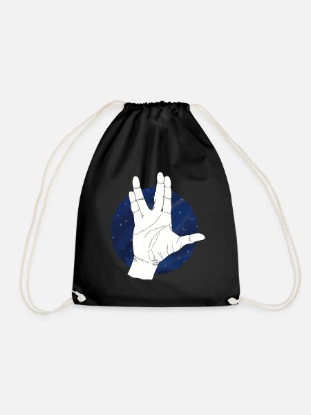 Main vulcaine saluant le ciel étoilé - Sac de sport léger - noir