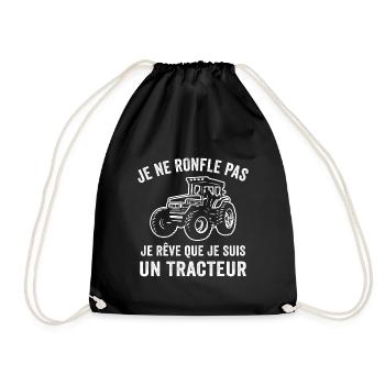 je ne ronfle pas je rêve que je suis un tracteur - Sac de sport léger - noir - Devant