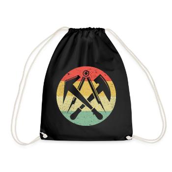 Roofers Guild Icon On Vintage Retro Colors - Drawstring Bag - black - Front