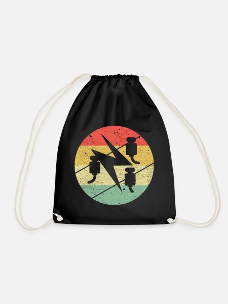 Elektriker Zunftsymbol Auf Vintage Retro Farben - Turnbeutel - Schwarz