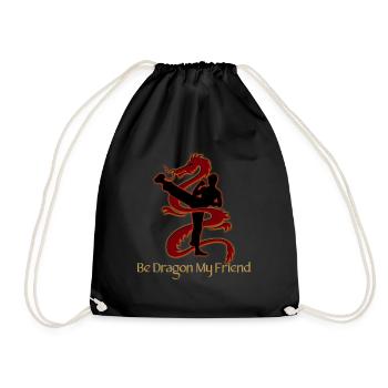 Be Dragon My Friend! (Red Shadow + Text Version) - Drawstring Bag - black - Front