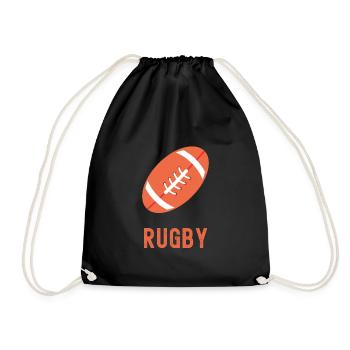 Minimalist Rugby Ball in Orange - Drawstring Bag - black - Front