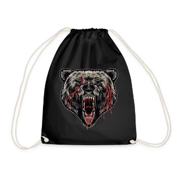 Horror Wild Bear Illustration - Drawstring Bag - black - Front