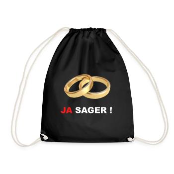 JA sager Heiraten Eheringe - Turnbeutel - Schwarz - Vorne