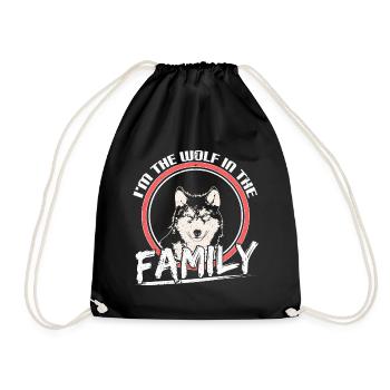 Wolf Heulen Mond Geschenk - Turnbeutel - Schwarz - Vorne