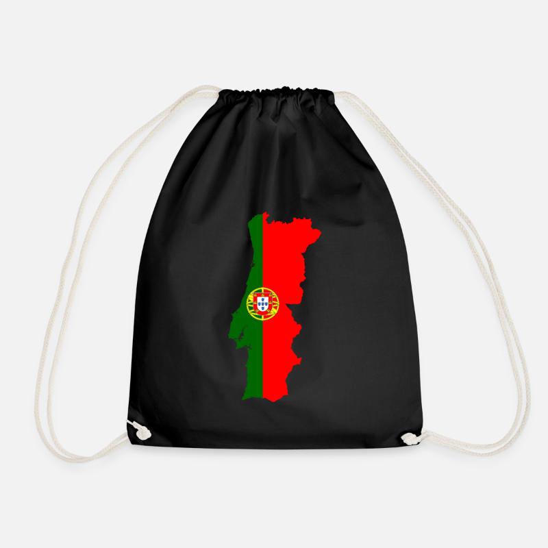 Portugal flag map flag - Drawstring Bag - black