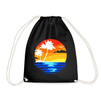 Palmiers île des caraïbes plage vacances mer été - Sac de sport léger - noir - Devant
