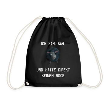Schaf - Ich kam sah und hatte keinen Bock mehr - Turnbeutel - Schwarz - Vorne