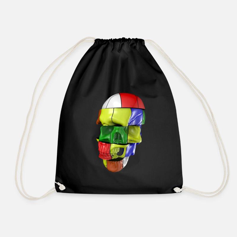 The Cube Skull - Drawstring Bag - black