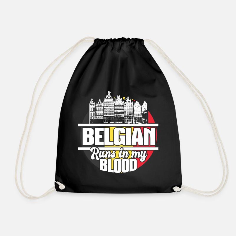 Belgium pride gift - Drawstring Bag - black