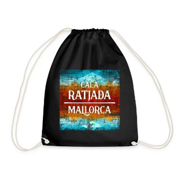 Festive Mallorca fan design - Drawstring Bag - black - Front