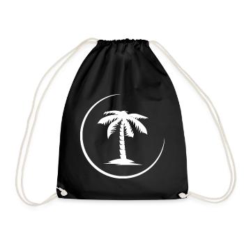 palm palm tree summer beach symbol Logo icon - Drawstring Bag - black - Front
