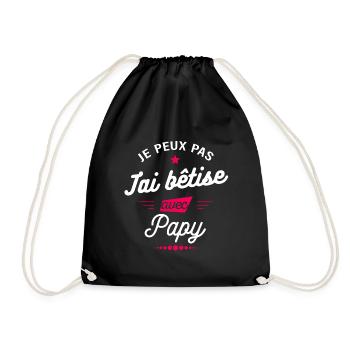 JE PEUX PAS J'AI BÊTISE AVEC PAPY - Sac de sport léger - noir - Devant