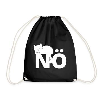 Nö - Motiv mit Katze - Turnbeutel - Schwarz - Vorne