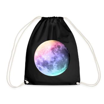 Moon in pastel rainbow - Drawstring Bag - black - Front