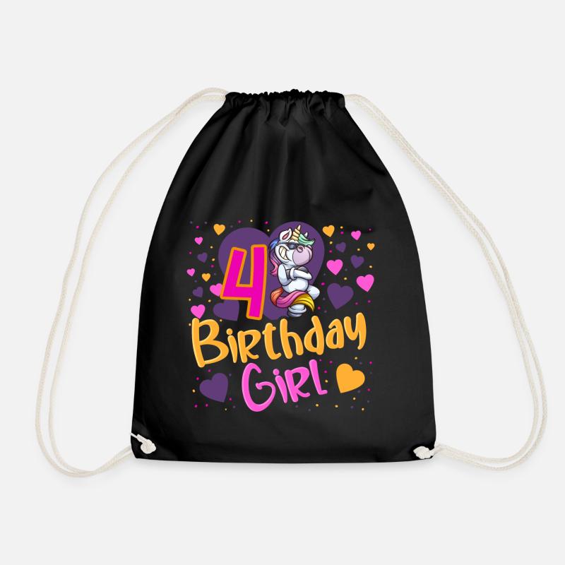 4 Jahre Mädchen Geburtstag - Turnbeutel - Schwarz
