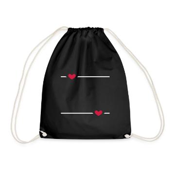 Linie Herz Strich Ornament - Turnbeutel - Schwarz - Vorne