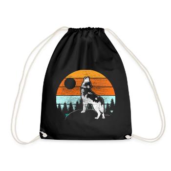 Wolf Rudel Wildtier Geschenk - Turnbeutel - Schwarz - Vorne
