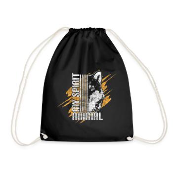 Wolf Animal Gift - Drawstring Bag - black - Front