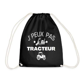 T shirt tracteur j'peux pas tracteur humour cadeau - Sac de sport léger - noir - Devant