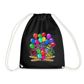 School Start Balloon Pencil School Bag Start - Drawstring Bag - black - Front