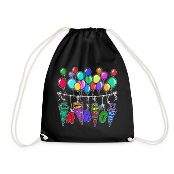 Balloon School Bag School Start School Sugar Bag - Drawstring Bag - black - Front