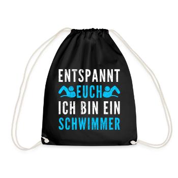 lustiger Schwimmen Schwimmer Entspannt euch Spruch - Turnbeutel - Schwarz - Vorne