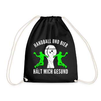 Handball | Handballer | Spruch | Bier | Geschenk - Turnbeutel - Schwarz - Vorne