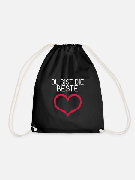Du bist die Beste Herz Geschenk - Turnbeutel - Schwarz